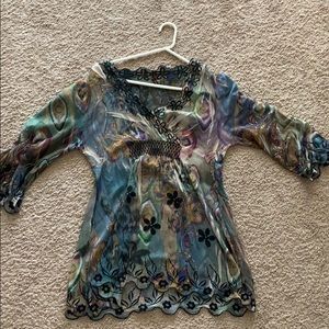 Ladies sheer blouse Sienna Rose size L